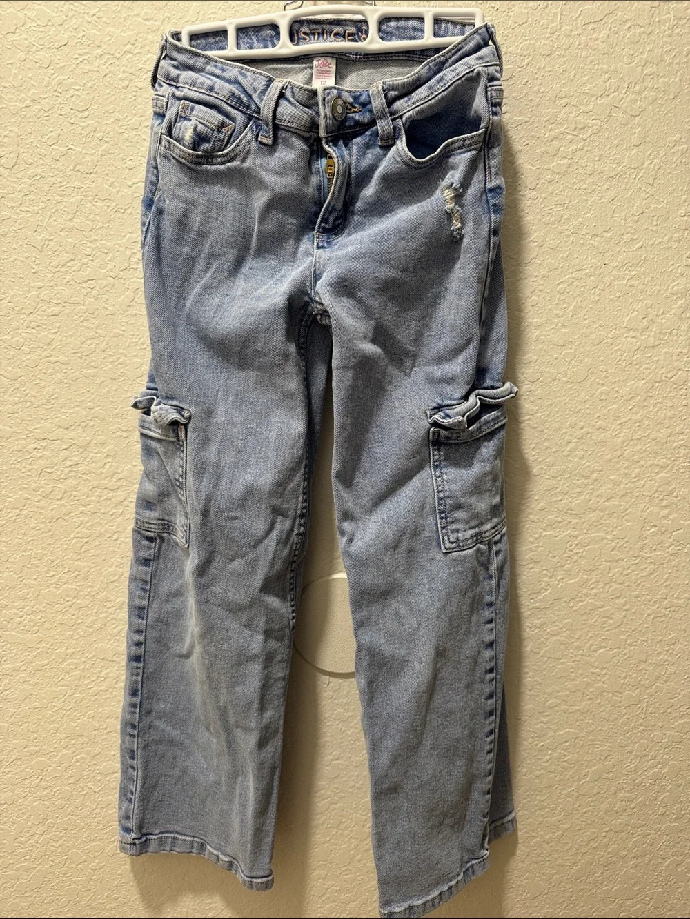 Justice Light Wash Cargo Jeans for Kids